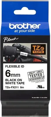 Produktbild von Brother TZE-FX211 Etiketten erstellendes Band Schwarz auf weiss