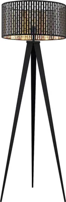 Produktbild von Lindby Stehleuchte Thoralf, Dreibein, schwarz, Textil, Ø50cm