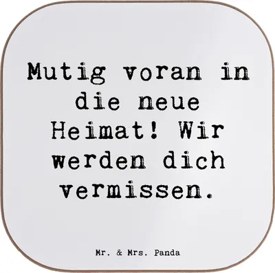 Produktbild von Mr. & Mrs. Panda Tischschoner Spruch Umzug in eine neue Stadt - Weiß - Geschenk, Trost, inspirierende Sprüche, Holzuntersetzer, Coaster, Vertrauem, Untersetzer Gläser