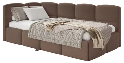 Image de Selsey Cloudy - Lit rembourré, velours marron, 170x185 cm - côté gauche
