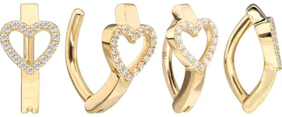 Produktbild von Ohrpiercing, Nasenpiercing, Septum Piercing 14/18 Karat Gold Bauchnabelclicker BOGEN + MOISSANIT-HERZ