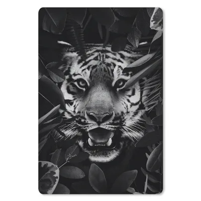 Produktbild von MuchoWow® Mauspad Mousepad Tiger zwischen den Blättern - schwarz und weiß 18x27 cm - Mousepads - Maus Mat - Pad - Mausunterlage