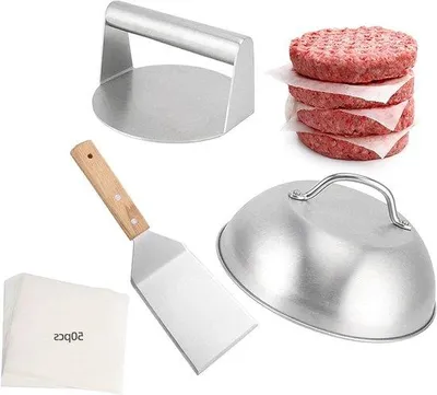 Produktbild von Famanu 3-teilige Hamburgerset - inklusive Hamburgerpresse und Grillspatel