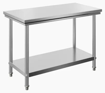 Edelstahl-Arbeitstisch 120x60x85 cm, höhenverstellbar, mit Ablageboden