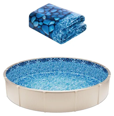 Produktbild von VEVOR 12 x 24 ft Oval Pool Liner, Überlappungsstil für Aufstellbecken, Wandhöhe 48 bis 54 Zoll, langlebige Poolfolie, Standardstärke Vinyl, für Stahlwand-Aufstellpools, Rund 1006x120 cm-0.32 mm
