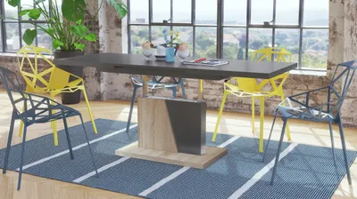 Produktbild von Grand Noir Couchtisch ausziehbar höhenverstellbar 120-180cm in Anthrazit matt - Sonoma Eiche modern vielseitig Wohnzimmertisch Esstisch Beistelltisch Sofatisch platzsparend hochwertig Wohnzimmer