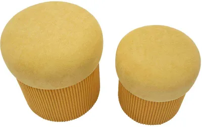 Immagine prodotto di Set di pouf Aspen con contenitore giallo senape 2 pezzi Ø42x44 Ø35x37 cm velours