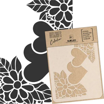 Produktbild von Malschablone für Handwerk A4 21x30cm, Herz Liebe Valentinstag Muster, Wiederverwendbare Kunststoff DIY & Scrapbooking Zeichenschablone