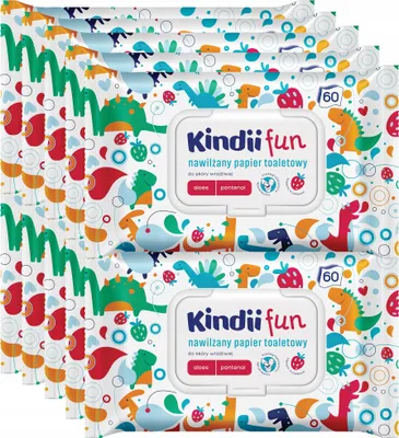 Zdjęcie produktu dla Kindii Fun Nawilżany Papier Toaletowy 60szt Truskawka dla Dzieci