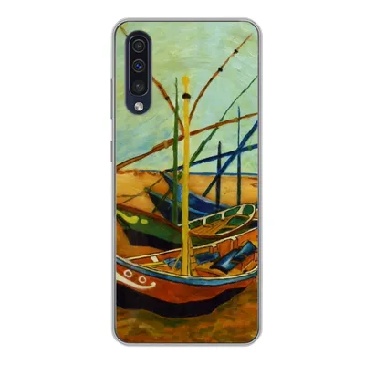 Produktbild von MuchoWow® Handyhülle Schutzhülle Hülle für Samsung Galaxy A50 Fischerboote am Strand - Vincent van Gogh Silikon Softcase Handy Hülle - Mobiltelefonhülle
