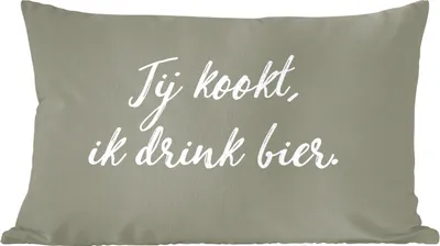 Produktbild von MuchoWow® Zierkissen Sofakissen Wohnzimmer Dekokissen 60x40 cm Zitate - Sprichwörter - Du kochst, ich trinke Bier - Bier - Kopfkissen - Polster mit Foto