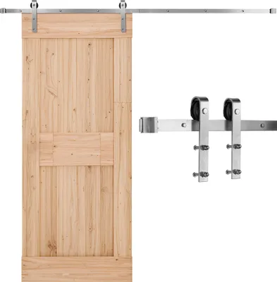 Image de Système de porte coulissante VEVOR 2,44 m, capacité de charge 150 kg, adapté à une largeur de 107 à 122 cm et une épaisseur de 34,92 à 44,45 mm, rails pour charges lourdes et roulettes de type J