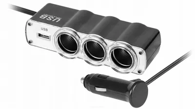 Produktbild von Peiying 3-fach Zigarettenanzünder Verteiler mit USB Kabel