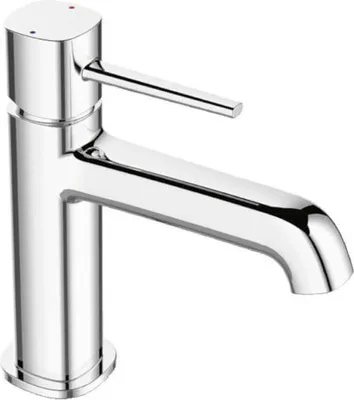 Produktbild von BADLAND Waschtischarmatur Wasserhahn Kleine POLA Mischbatterie für Badezimmer in Silber + Click-Clack