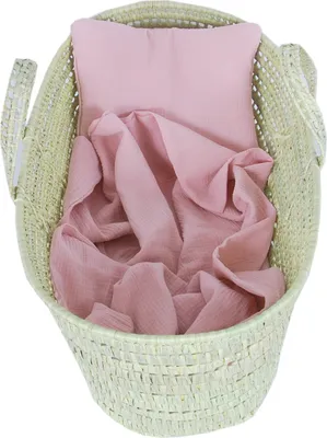 Produktbild von BabyLux Musselin Decke 75 x 100 cm + Kissen für Kinderwagen Wiege Babybett KM1 - Rosa