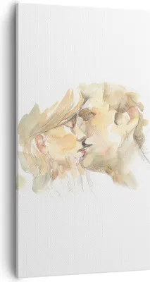 Produktbild von Bild auf Leinwand - Leinwandbild - Einteilig - Kuss Paar Liebe - 55x100cm - Wand Bild - Wanddeko - Wandbilder - Leinwanddruck - Bilder - Wanddekoration - Leinwand bilder - Wandbild - PA55x100-5005