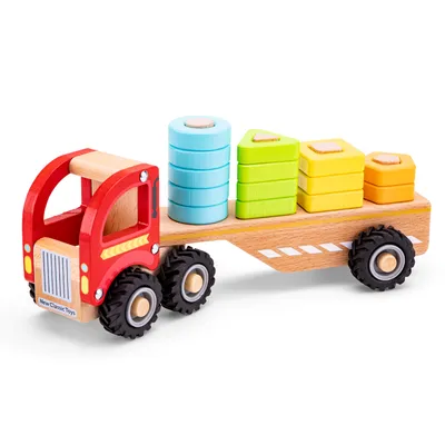 Produktbild von Autotransporter mit Steckformen Abschleppwagen u Steckfiguren aus Holz