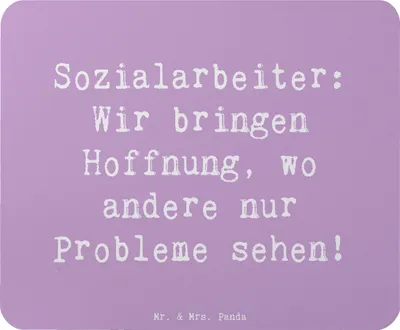 Produktbild von Mr. & Mrs. Panda Mauspad Spruch Sozialarbeiterin Hoffnungsträger - Lavendeltraum - Geschenk, Hingabe, Berufe, pc mousepad, Gemeinschaft, Empathie, mousematte, Mouse Pad