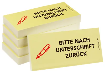 Produktbild von PRICARO Haftnotizen "Nach Unterschrift zurück", 100 Blatt, 5 Stück