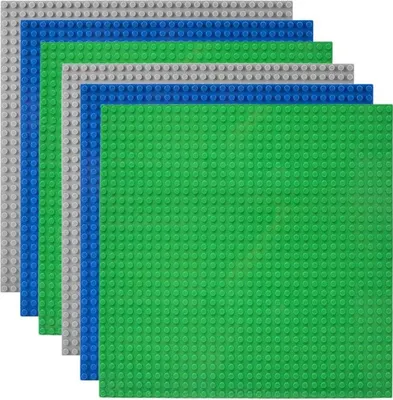 Produktbild von 6 Platten-Set Bauplatte Kompatibel mit Meisten Marken, 25*25cm, Grüne Blaue Graue Grundplatte