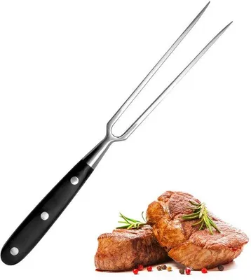 Productafbeelding van Ibenzoa® vleesvork van roestvrij staal 430 – Multifunctionele vork voor het trancheren en serveren, totale lengte 297 mm, ergonomische handgreep van olijnhout, vork 160 mm, 134 g