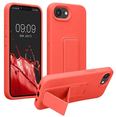 Produktbild von kwmobile Handyhülle für Apple iPhone 17e / iPhone 16e Hülle - TPU Silikon Case mit Fingerhalter und Stand - Schutzhülle Cover in Koralle