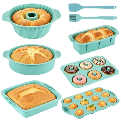 Immagine prodotto di Set di stampi in silicone per torte, 8 pezzi, colore blu