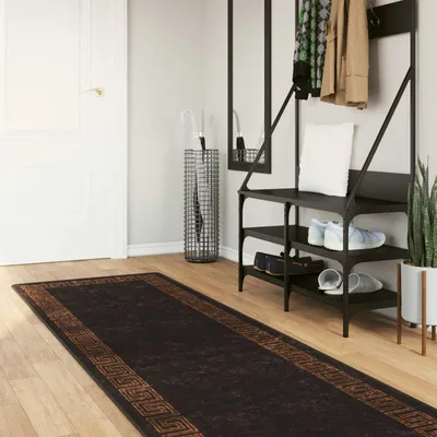 Produktbild von Teppichläufer MARSA Schwarz 100 x 250 cm Polyester und PVC - Designerteppiche DE912