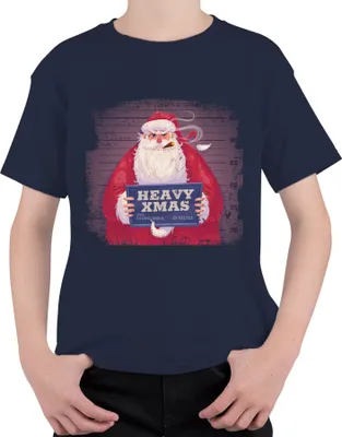 Produktbild von Heavy X-Mas Weihnachtsmann Mugshot - Weihnachten Weihnachtsgeschenk Christmas Uni Kinder T-Shirt, Navy, 140