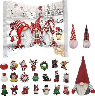 Produktbild von Zwergen-Adventskalender 2025, 24-Tage-Weihnachts-Countdown-Kalender mit sammelbaren Zwergenfiguren, Überraschungsgeschenk für die Heimdekoration