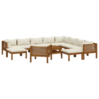 Produktbild von vidaXL 12-tlg. Garten-Lounge-Set mit Creme Kissen Massivholz Akazie