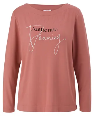 Produktbild von s.Oliver Longsleeve mit Rundhalsausschnitt, langen Ärmeln und geschlitztem Saum aus Viskose-Mix
