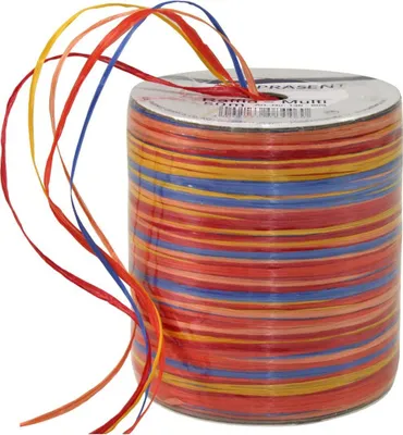 Produktbild von Geschenkband Multicolour, 50m Rolle,  Farben wählbar , Farbe:gelb/rot/rosa