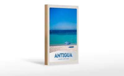 Produktbild von Holzschild Reise 12x18 cm Antigua Karibik Insel Meer Strand