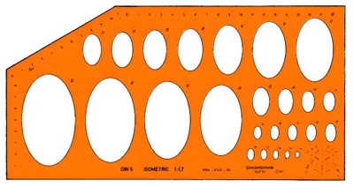 Produktbild von Standardgraph Ellipsenschablone Isometric 25 Ellipsen, 4-65 mm