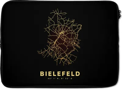 Produktbild von MuchoWow® Laptop Hülle 13 Zoll Bielefeld - Gold - Karte - Stadtplan Laptoptasche - Laptophülle - Sleeve - Rundumschutz