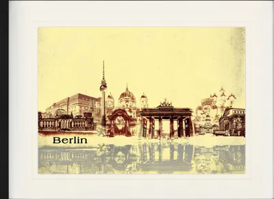 Produktbild von Berlin Gerahmtes Bild Mit Edlem Passepartout | Wand-Bilder | Im Bilderrahmen - Städte-Collage, Vintage Style (60 x 80 cm)
