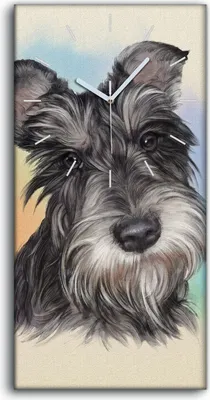 Produktbild von Wandbild Leinwand Bilder mit Uhr Geräuschlos 30x60 Gemälde Kunst Tier Hund - weiße Hände