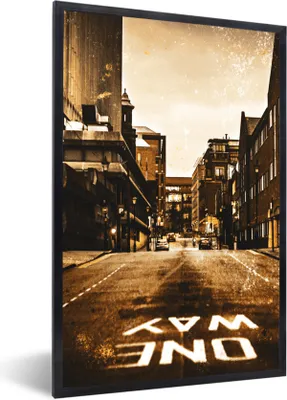 Produktbild von MuchoWow® MuchoWow® Gerahmtes Poster Straßen - Gold - Stadt 40x60 cm - Poster mit zchwarzem Bilderrahmen - Papierdruck - Wandbilder