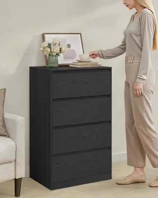 Obrázek produktu pro Komoda VASAGLE, úložná skříňka, se 4 zásuvkami, do ložnice, 40 x 60 x 97,4 cm, moderní, černá