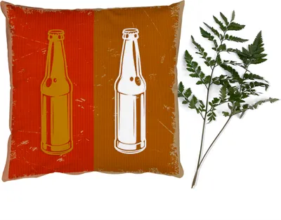 Produktbild von MuchoWow® Zierkissen Sofakissen Wohnzimmer Dekokissen 50x50 cm Flasche - Vintage - Einfach - Komfort - Sofakissen