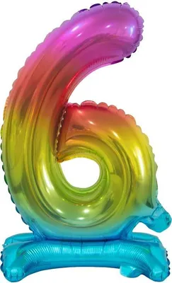 Produktbild von GoDan Beauty&Charm Luftballons Zahlen 0-9 zum Aufstellen auf dem Tisch 38 cm Folienballon Geburtstagsluftballons Zimmer und Raumdekoration beim Geburtstag Jubiläum (Zahl 6 Regenbogen)