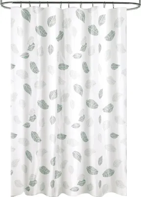Immagine prodotto di Tenda da doccia in tessuto con foglie, 180 x 200 cm. Tenda da bagno, tenda in tessuto impermeabile con anelli