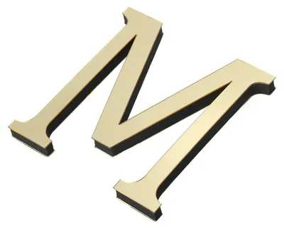 3D Acryl Buchstabe M Spiegelaufkleber, 10 cm, Gold, selbstklebend