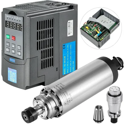Zdjęcie produktu dla Silnik wrzeciona chłodzony powietrzem o mocy 2,2 kW, 24 000 obr./min, 400 Hz, 8 kg, o mocy 3 KM; przetwornica częstotliwości 2,2 kW, 208–240 V AC; falownik 220 V; wilgotność powietrza