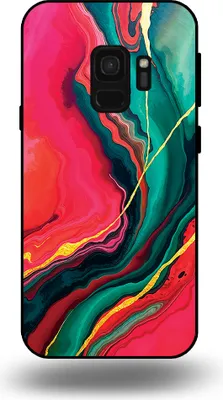 Produktbild von Smartphonica Telefon Fall geeignet für Samsung Galaxy S9 mit rot grün Marmor Print - TPU Backcover Fall rot grün Marmor Design