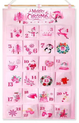 Produktbild von Adventskalender zum Befüllen Stoff Rosa 24 Taschen 102x51cm