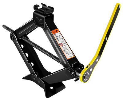 Image de Cric ciseaux - Capacité 1500 kg - Hauteur de levage 105 à 385 mm - Avec clé à cliquet