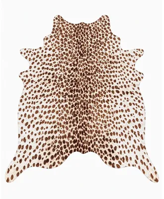 Produktbild von Leoparden Teppich Kunstfell Braun Weiß 160x185cm Fellimitat Pflegeleicht Felloptik