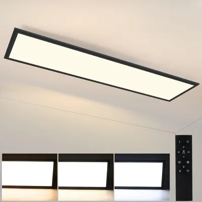 Produktbild von ZMH LED Panel Schwarz Deckenleuchte Dimmbar - Flach Deckenlampe Büro mit Fernbedienung Wohnzimmerlampe 100x25CM Küchenlampe 42W Deckenpanel
